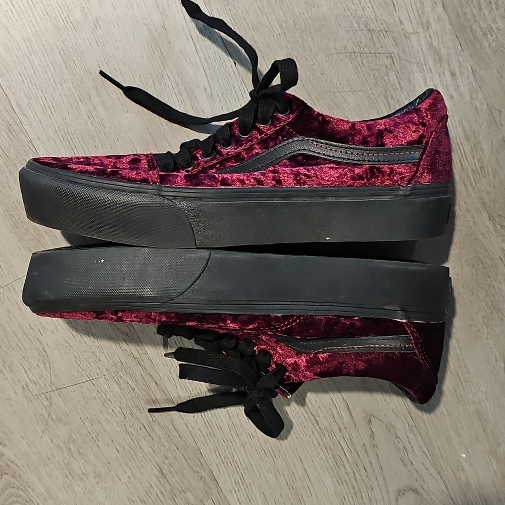 Vans Off The Wall Burnt Russet Maroon Crushed. Vans Velvet Maroon Sneakers - Picture 8 of 11